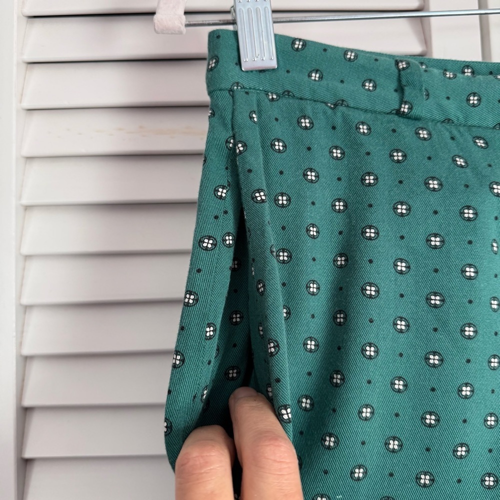 & Other Stories High Rise Wide Leg Retro Printed Green Pants Trousers Size 8 - Picture 4 of 11